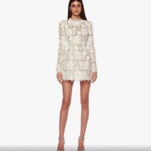 Bronx and Banco White Floral Lace Mini Dress